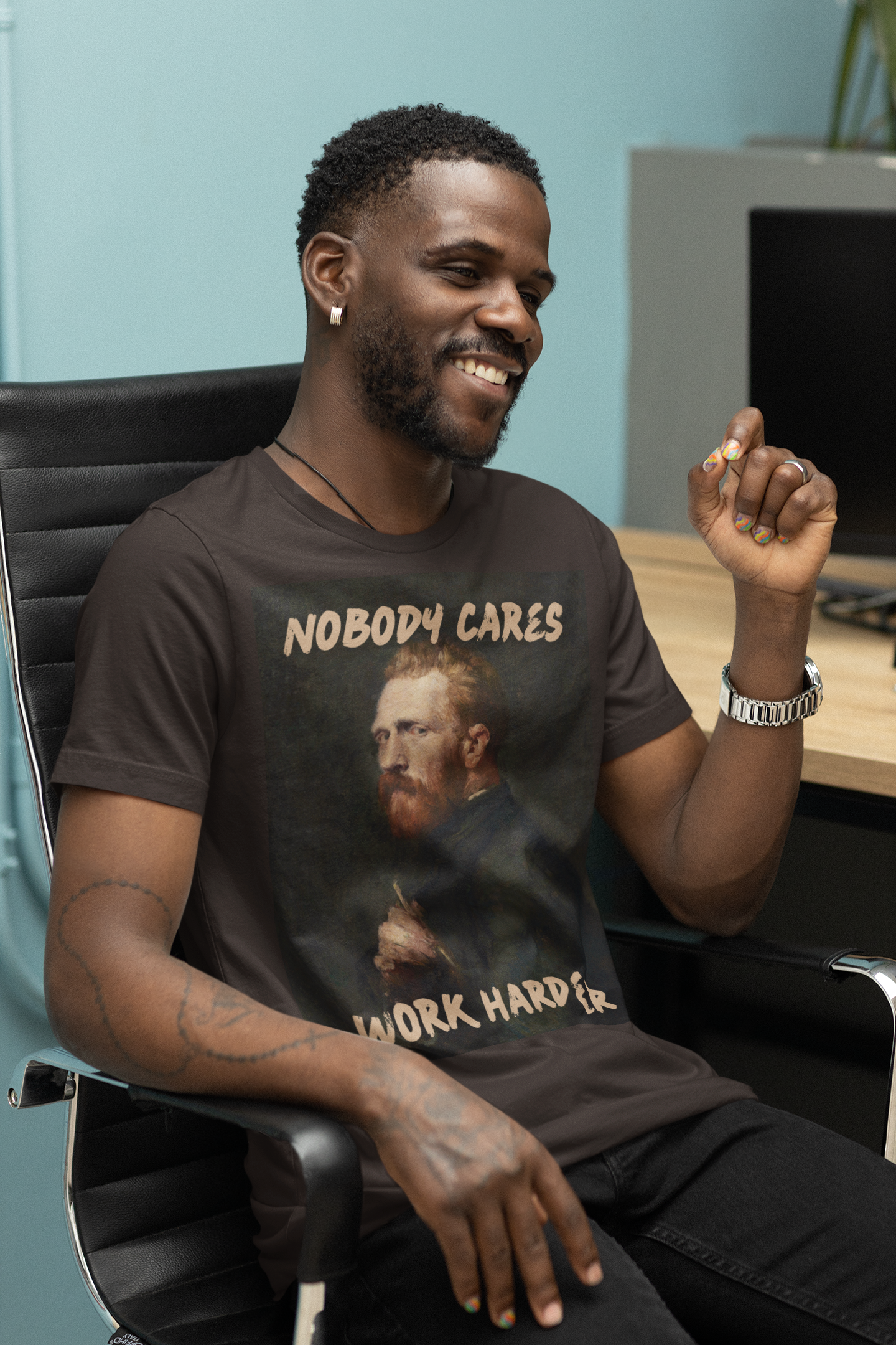 Van Gogh unisex T-Shirt: “Nobody Cares, Work Harder” Edition
