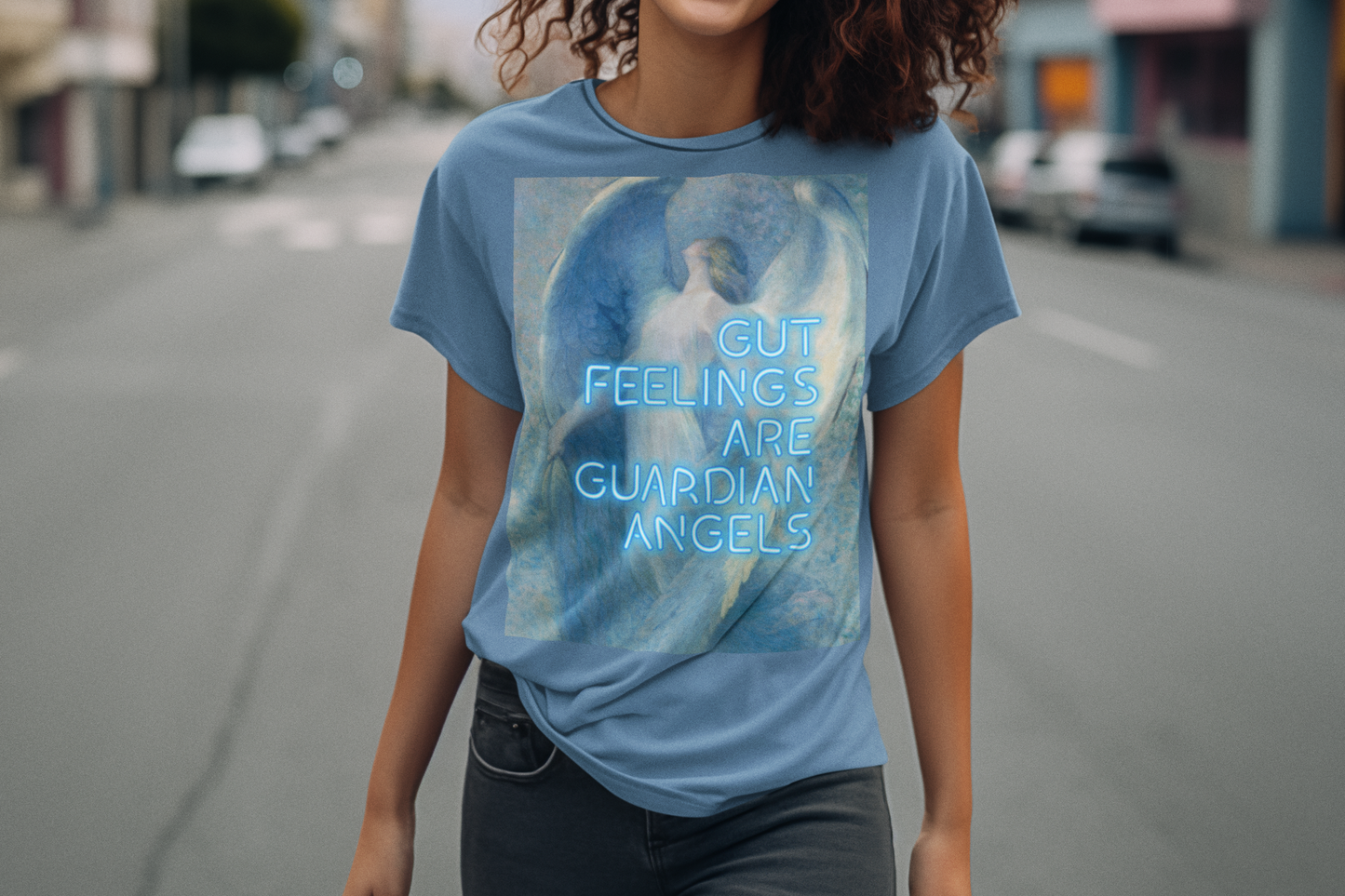 The Angel unisex T-Shirt: "Gut Feelings Are Guardian Angels" Edition