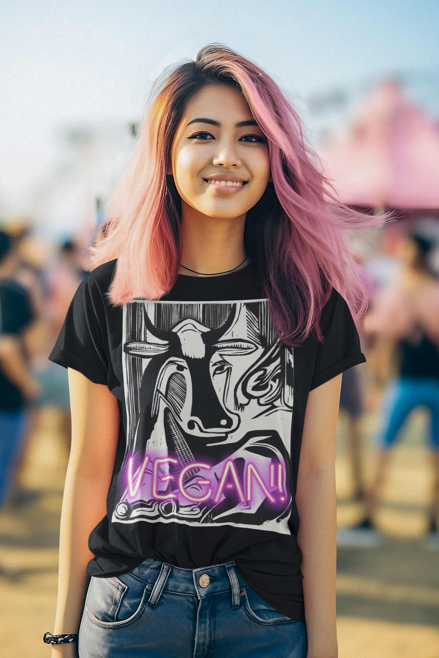 The Large Cow Laying Down T-Shirt – Kirchner - Vegan! Neon Edition