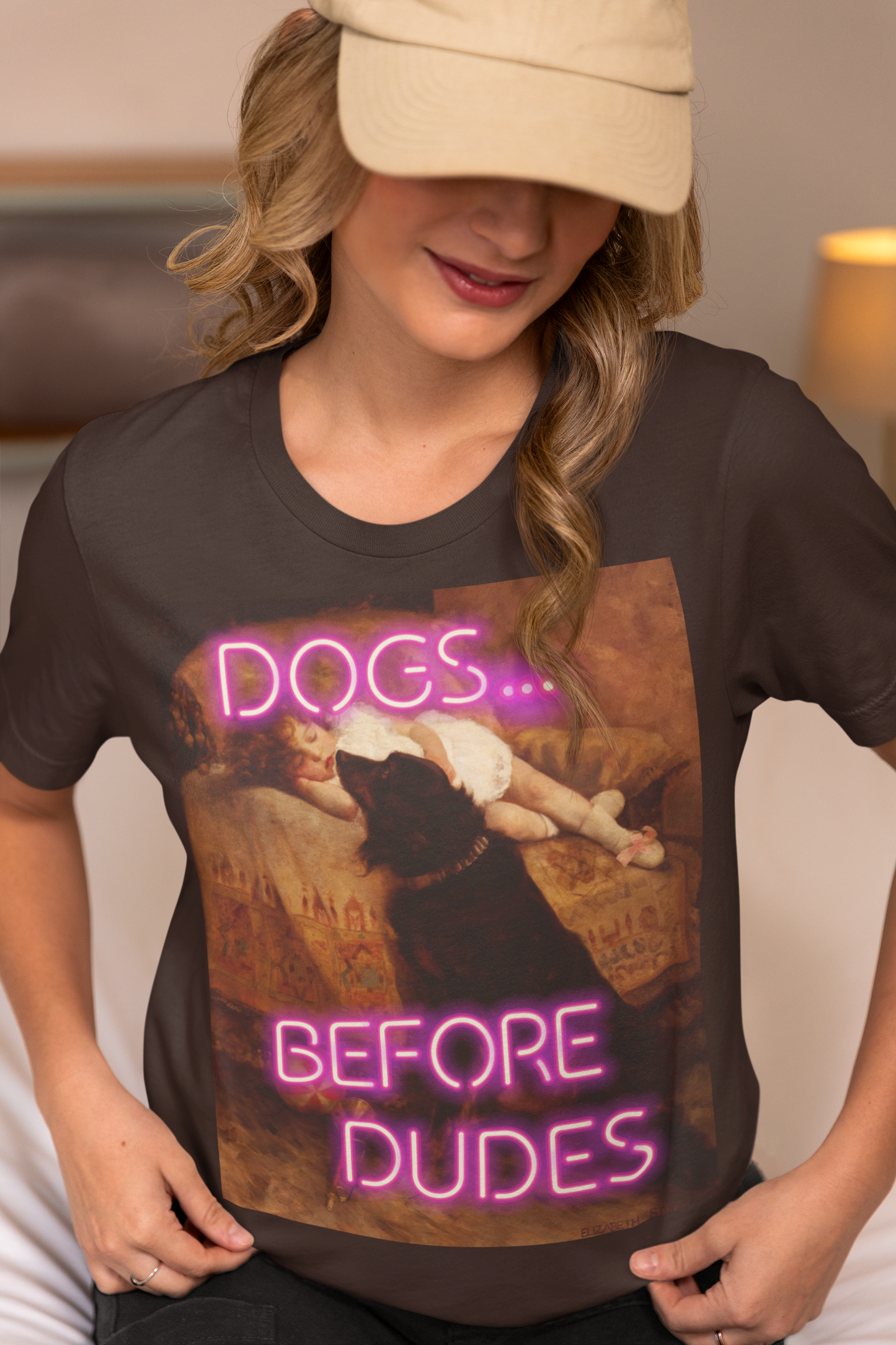 Sleeping Child with Dog unisex T-Shirt: "Dogs Before Dudes" Edition