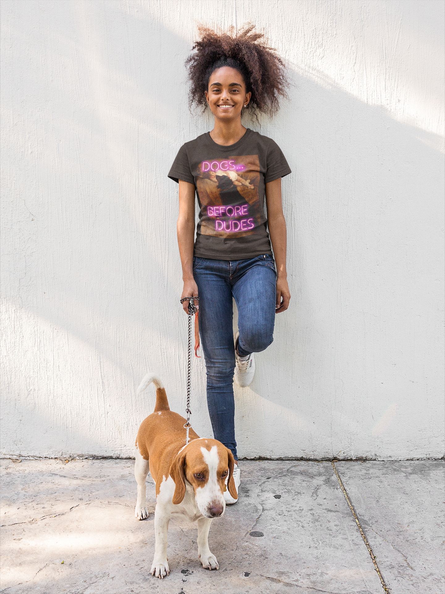 Sleeping Child with Dog unisex T-Shirt: "Dogs Before Dudes" Edition
