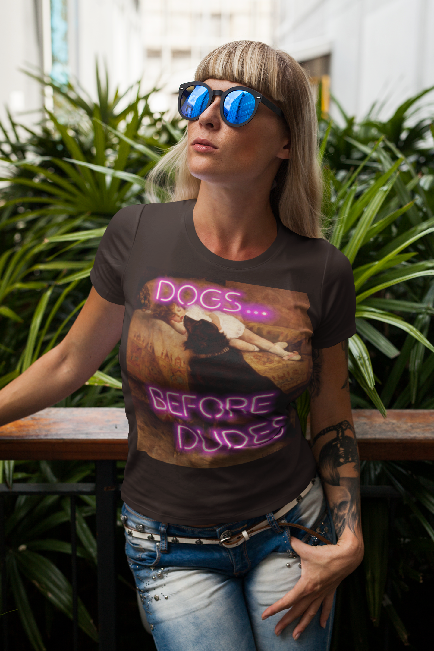 Sleeping Child with Dog unisex T-Shirt: "Dogs Before Dudes" Edition