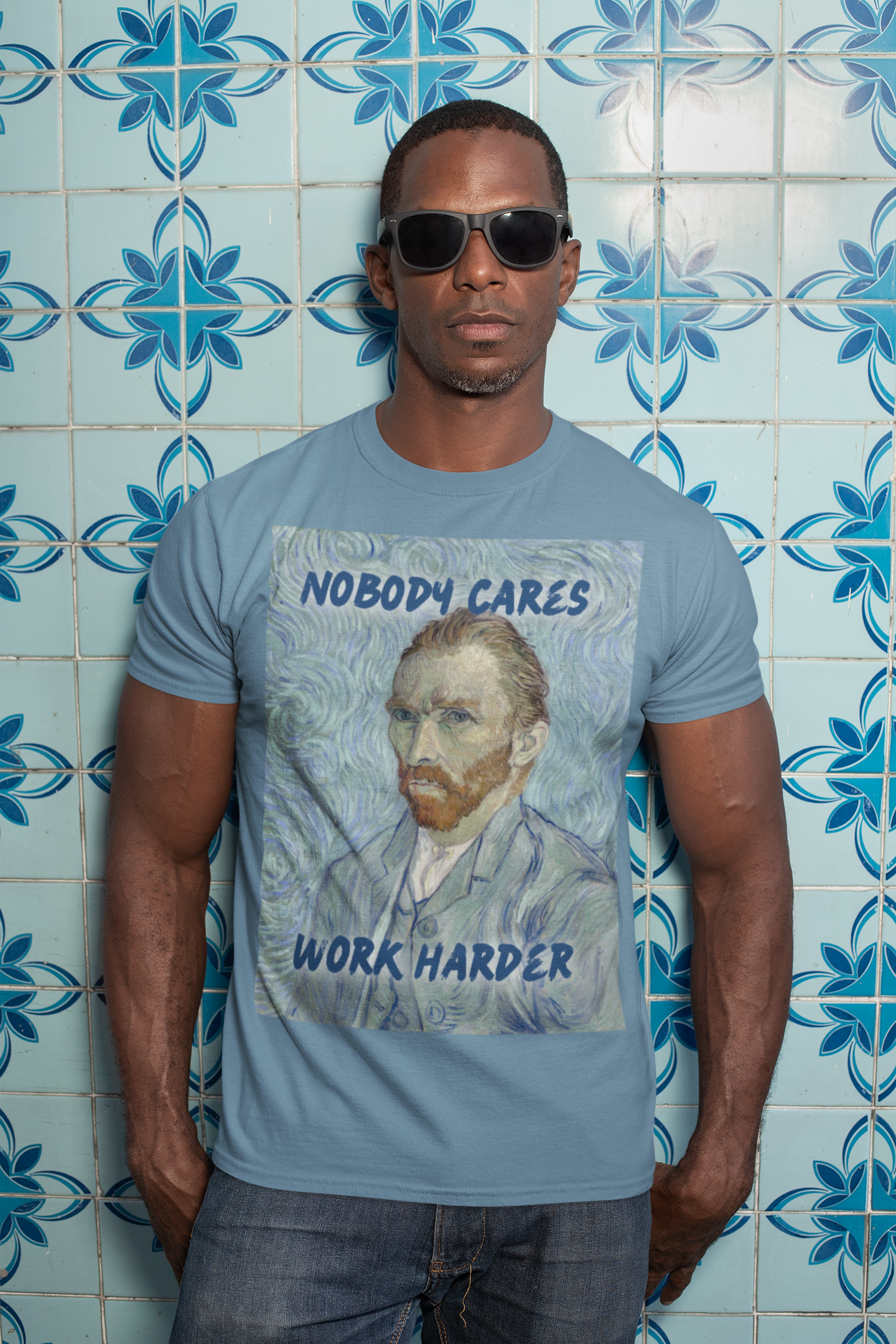 Van Gogh Self-Portrait unisex T-Shirt: “Nobody Cares, Work Harder” Edition