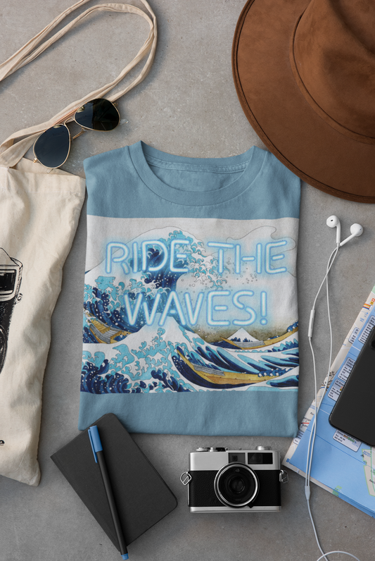 The Great Wave T-Shirt: Embracing Art and Inspiration with "Ride the Waves"