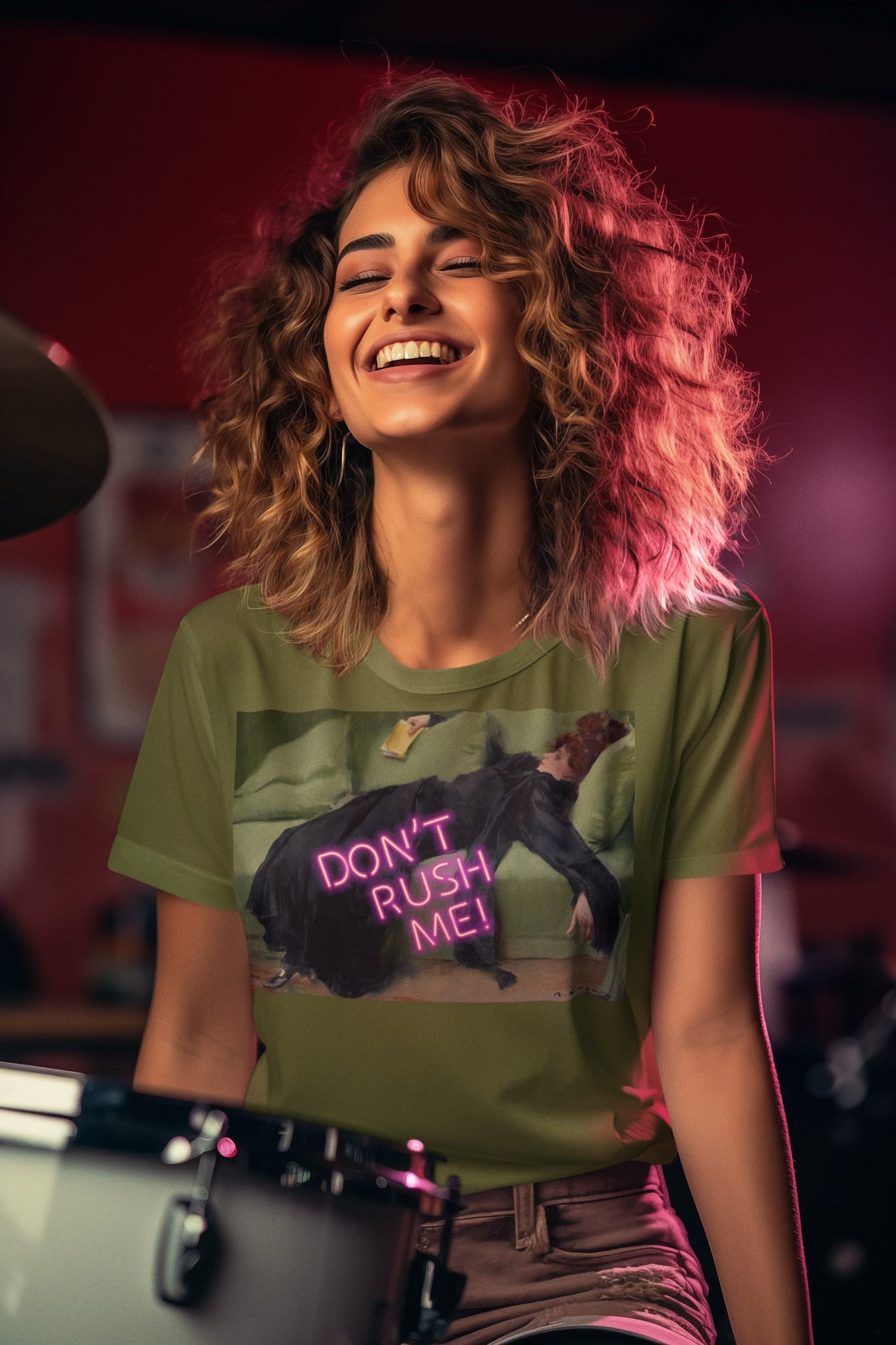 Timeless Elegance Meets Modern Attitude: 'Don't Rush Me' T-Shirt Inspired by Decadent Young Woman After the Dance