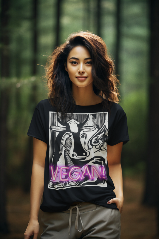 The Perfect Blend of Art and Activism: Unveiling Our New T-Shirt Featuring Ernst Ludwig Kirchner's Iconic Painting with Neon Pink "VEGAN!" Typography