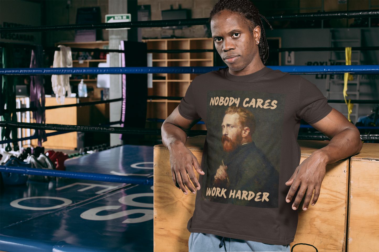 Van Gogh unisex T-Shirt: “Nobody Cares, Work Harder” Edition