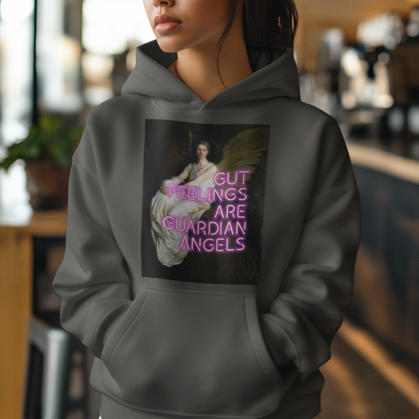 Gut Feelings Are Guardian Angels Vintage Black Unisex Hoodie