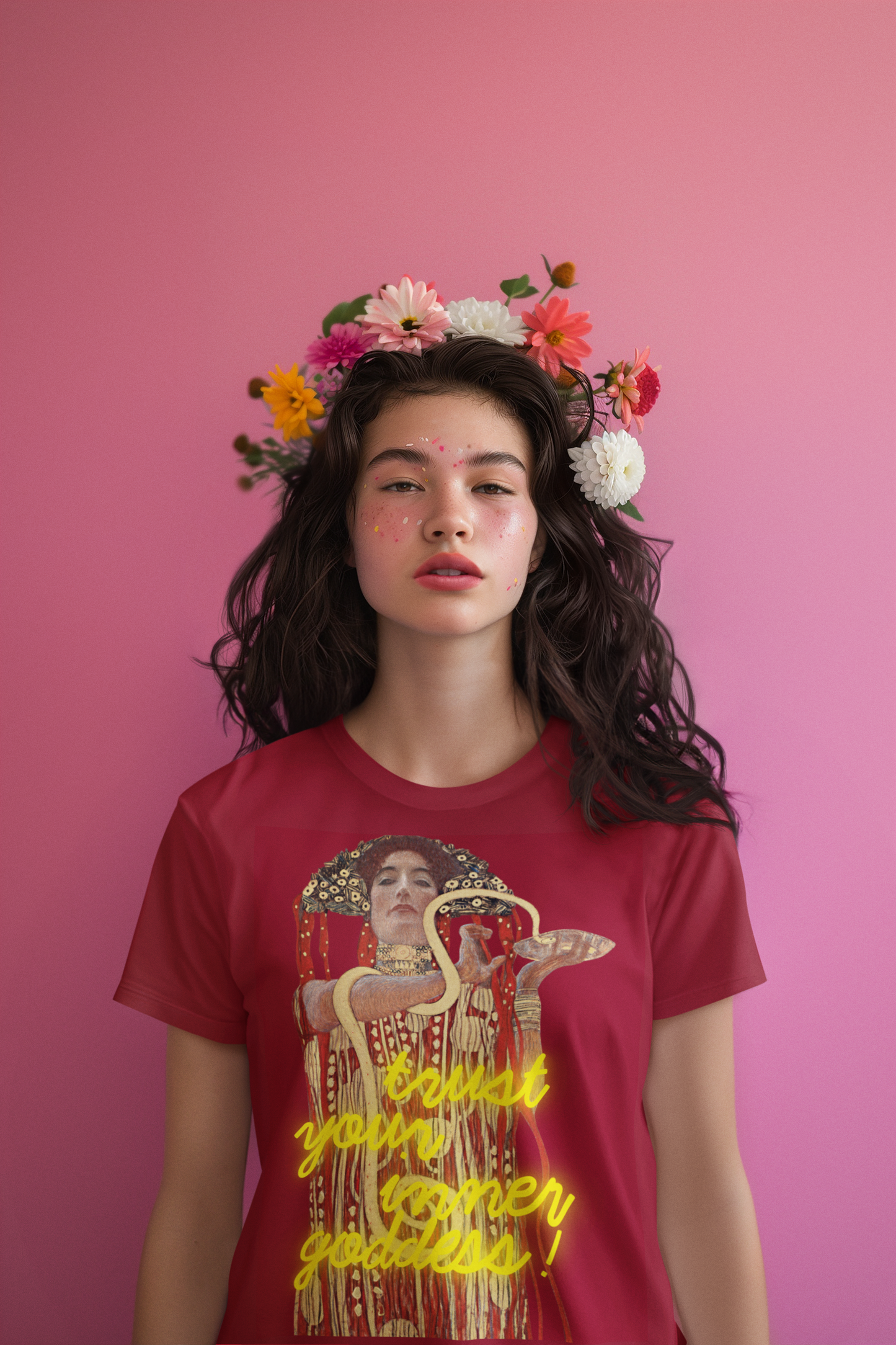 Cherry Red unisex T-Shirt – Gustav Klimt’s Hygieia (1907) and “Trust Your Inner Goddess”