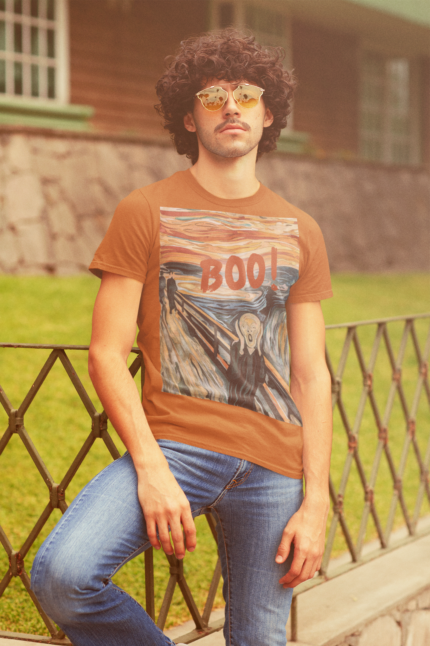 "BOO!" Scream unisex T-Shirt – Edvard Munch’s Iconic Painting Meets Bold Expression
