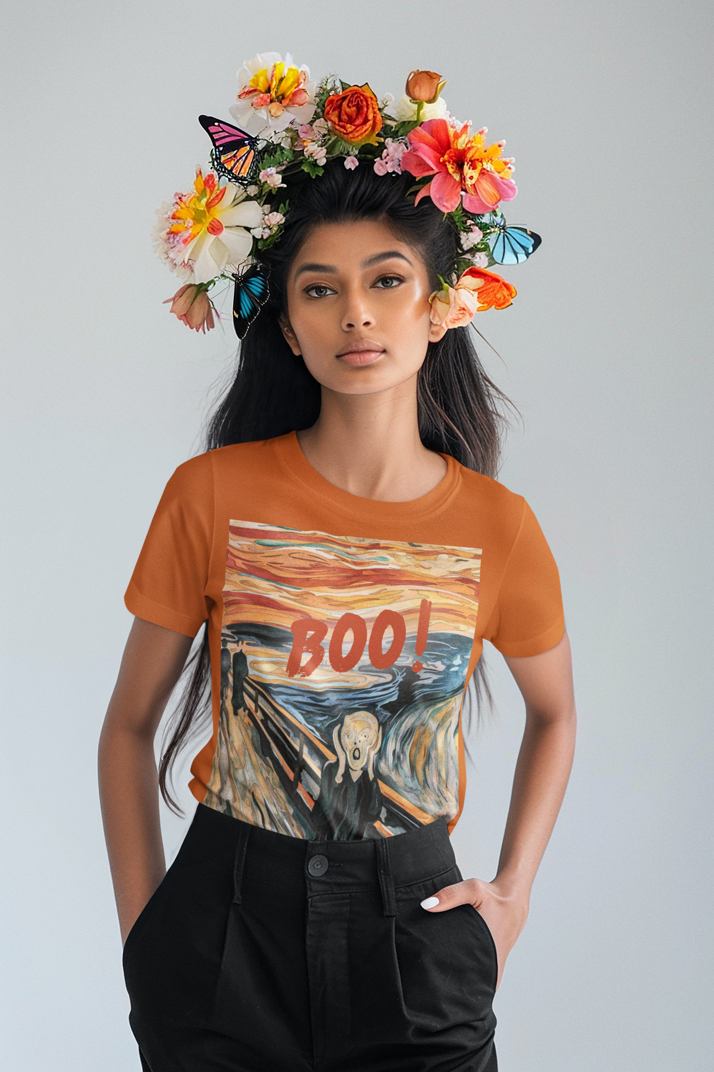 "BOO!" Scream unisex T-Shirt – Edvard Munch’s Iconic Painting Meets Bold Expression