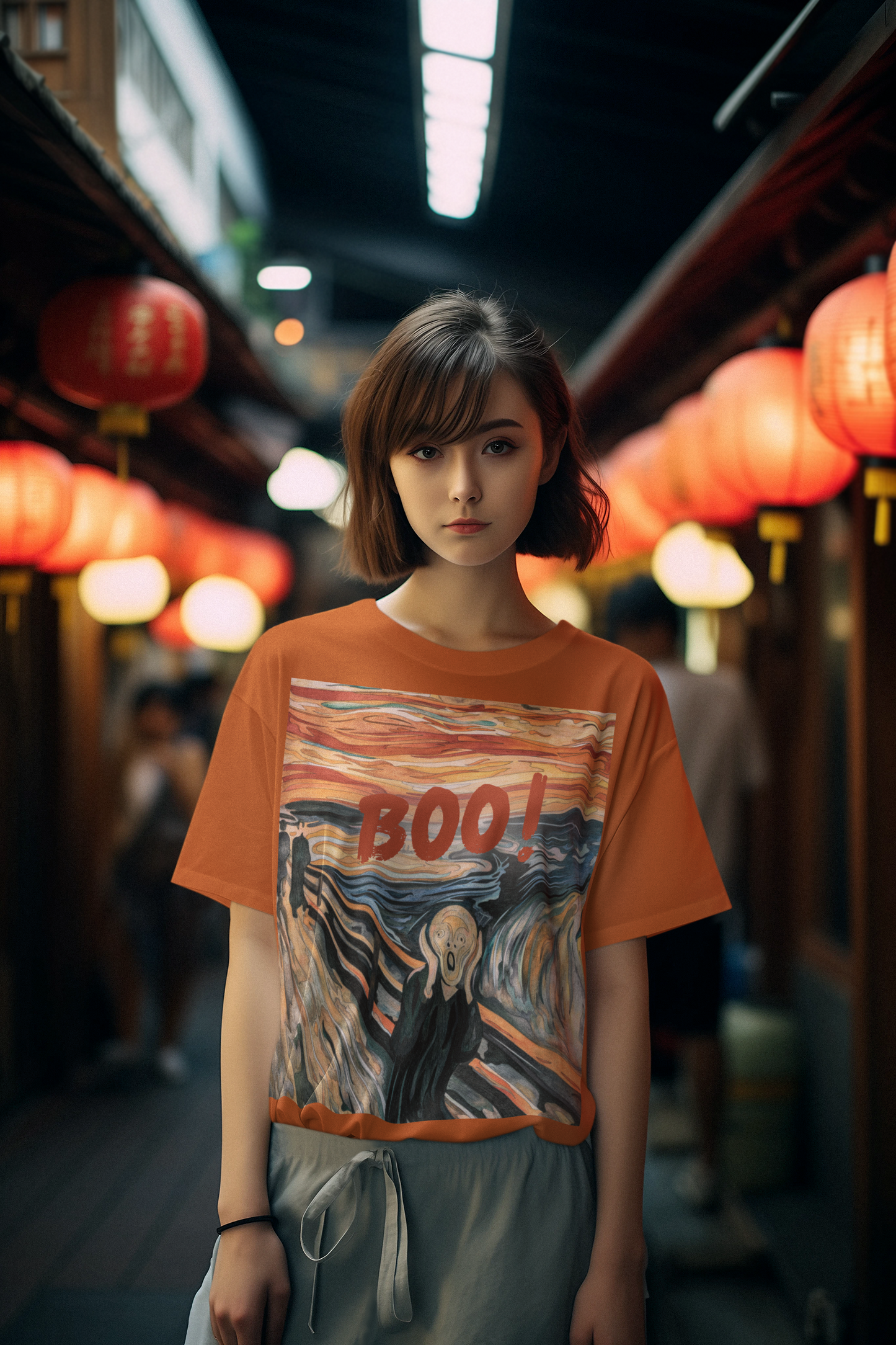 "BOO!" Scream unisex T-Shirt – Edvard Munch’s Iconic Painting Meets Bold Expression