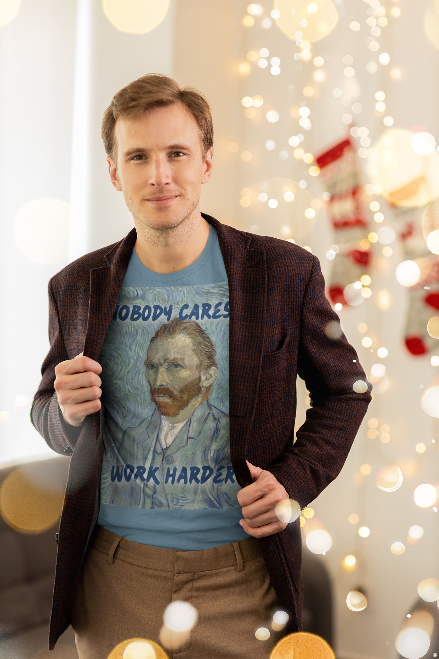 Van Gogh Self-Portrait unisex T-Shirt: “Nobody Cares, Work Harder” Edition