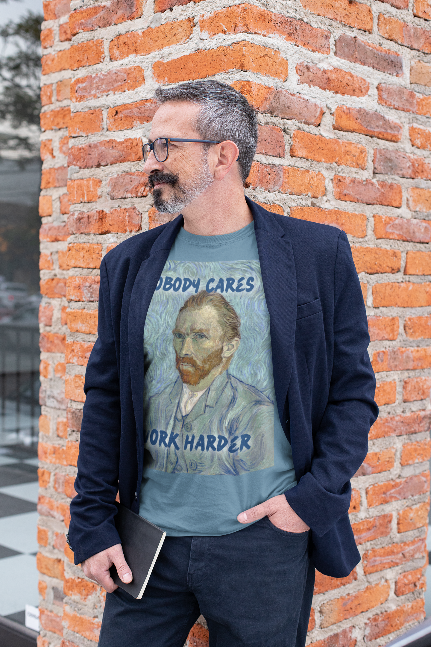 Van Gogh Self-Portrait unisex T-Shirt: “Nobody Cares, Work Harder” Edition