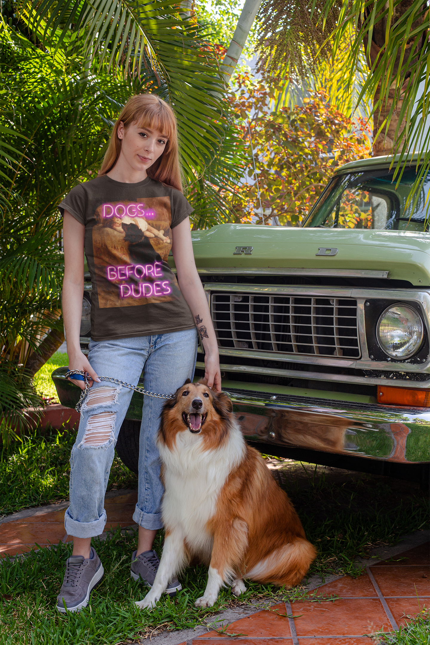 Sleeping Child with Dog unisex T-Shirt: "Dogs Before Dudes" Edition
